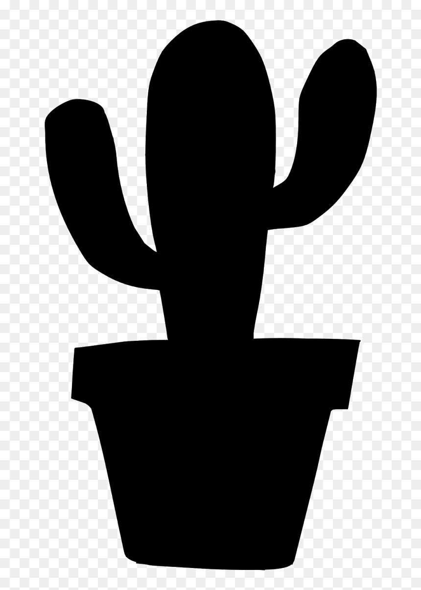 Transparent Cute Cactus Png - Cactus Png Black And White, Png Download - plant silhouette png