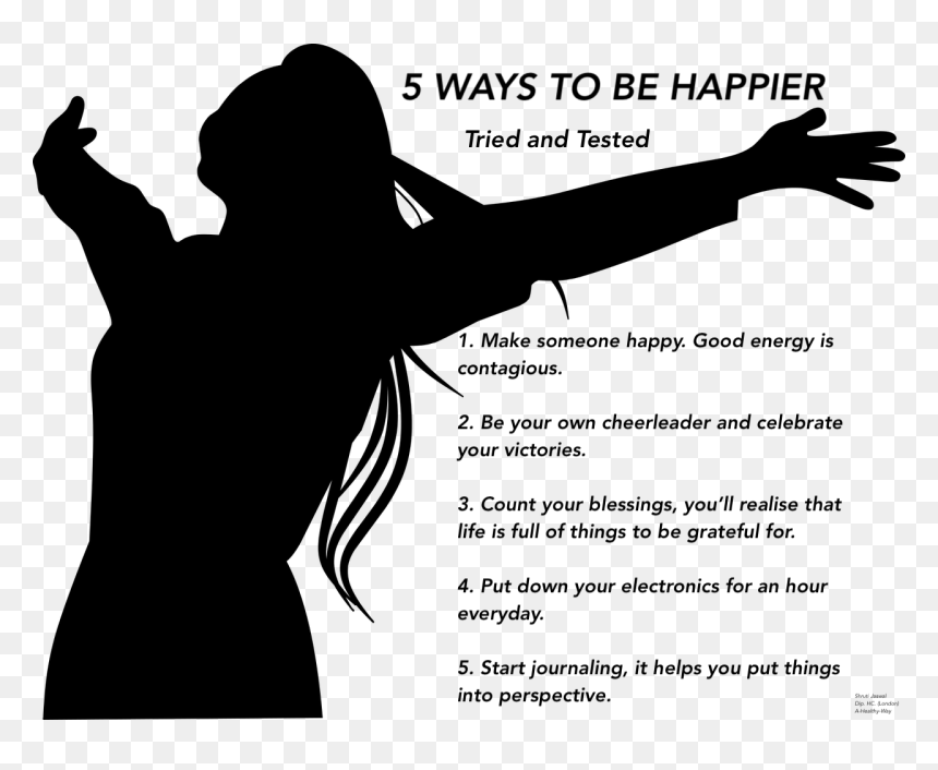 Happy Woman Silhouette, HD Png Download - cheerleader silhouette png
