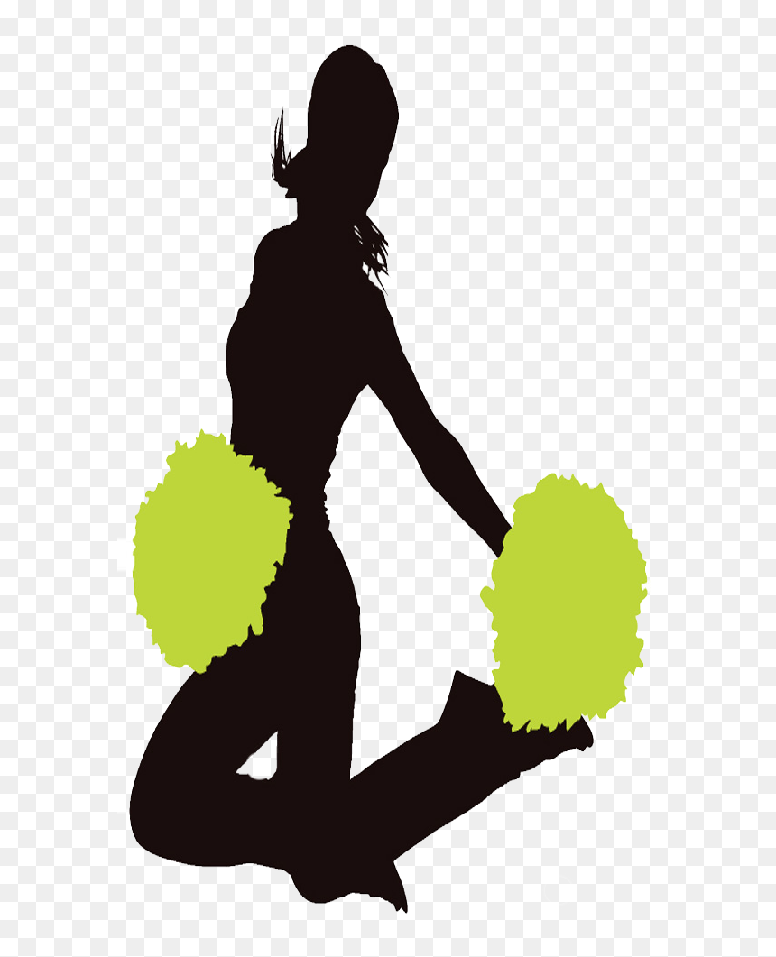 Cheerleader Lime Green Clipart Image - Illustration, HD Png Download - cheerleader silhouette png