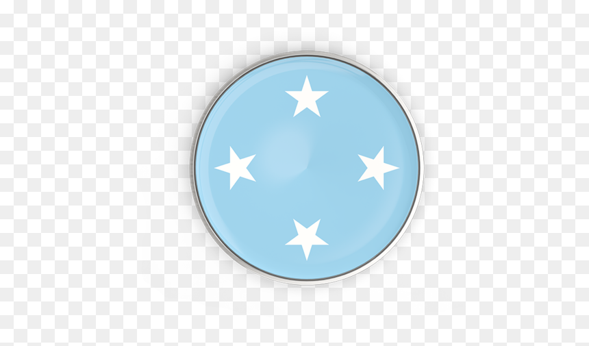 Round Button With Metal Frame - Micronesie Flag Png, Transparent Png - rounded star png