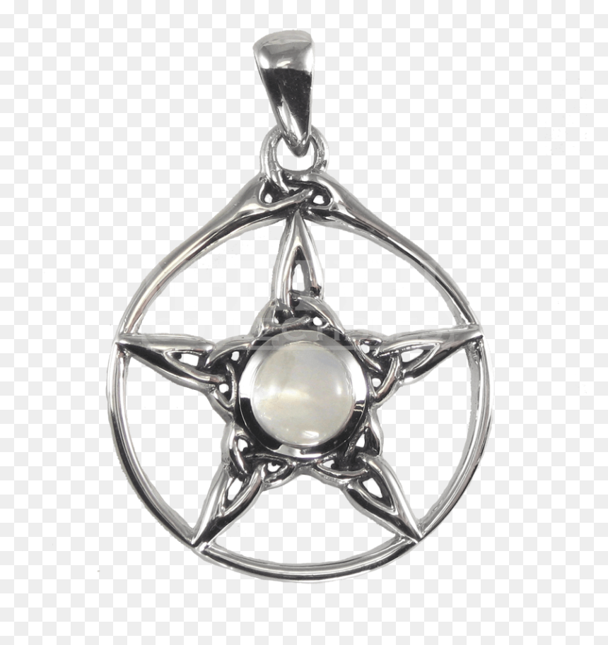 Silver Triquetra Pentacle Pendant With Rainbow Moonstone - Pendant, HD Png Download - triquetra png