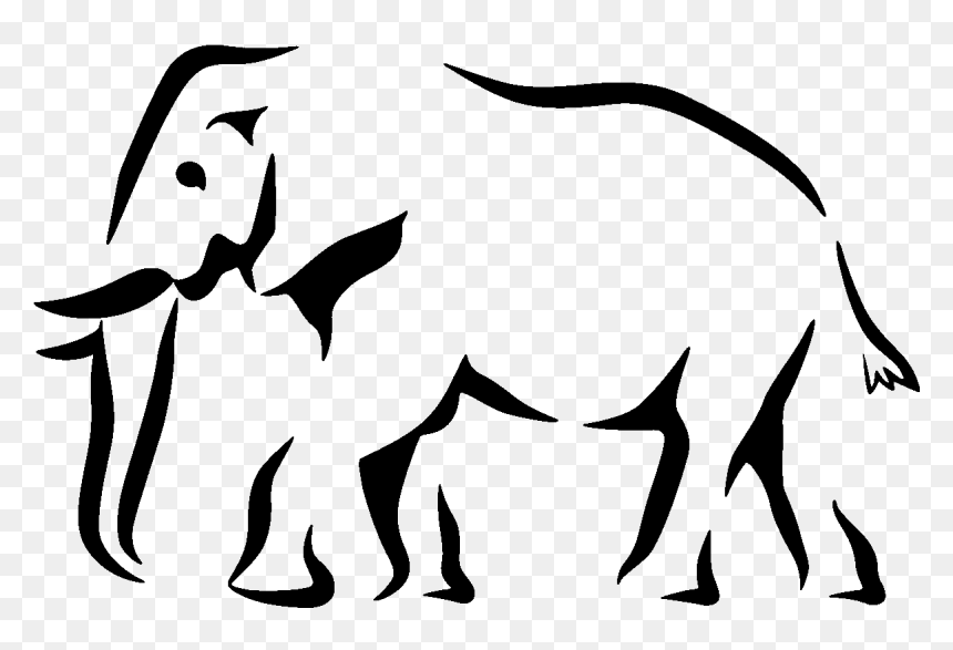 Elephant Silhouette Stencil - Big Five Animals Black And White, HD Png Download - elephant silhouette png