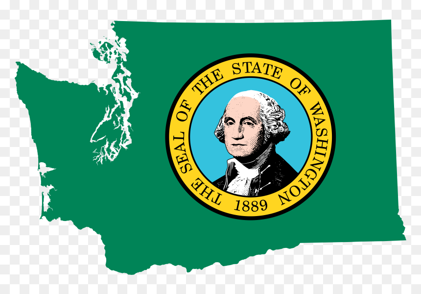 Flag Map Of Washington - Washington State Flag, HD Png Download - washington dc skyline silhouette png