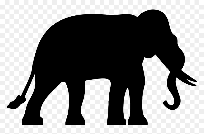 Clip Art Illustration Vector Graphics Image Silhouette - Simple Silhouette Of An Elephant, HD Png Download - elephant silhouette png