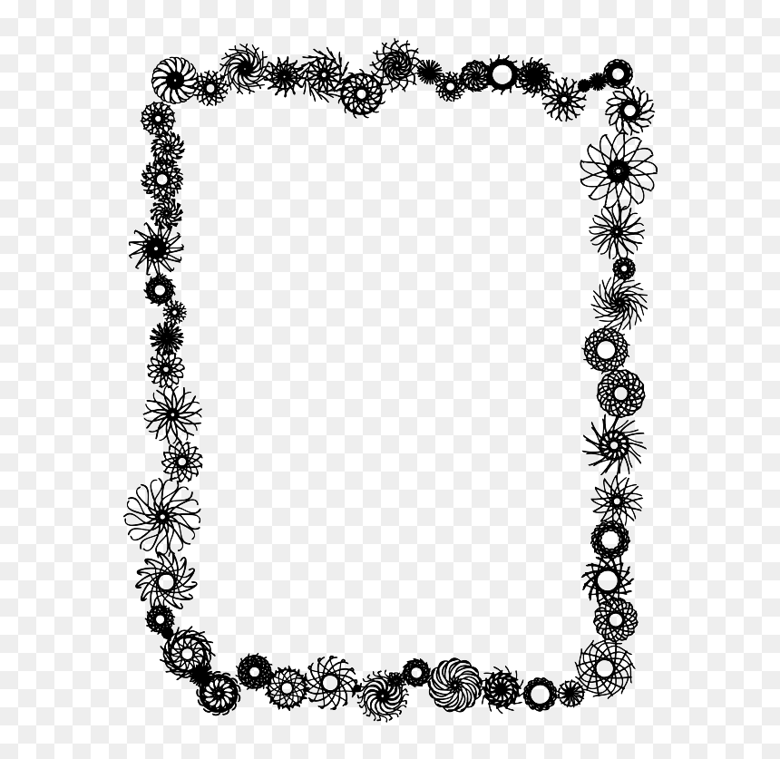 Flower Frame Clipart - Black And White Flower Border Clipart, HD Png Download - black picture frame png