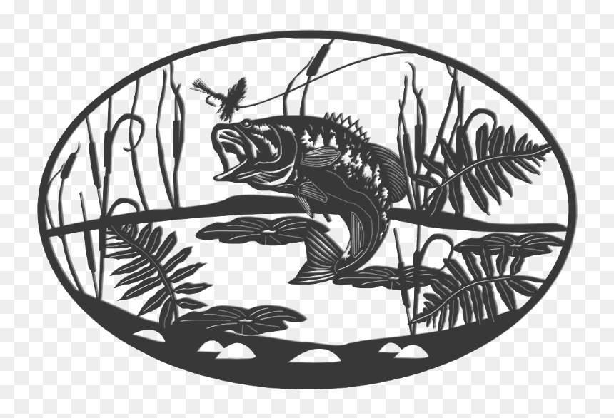 Transparent Black Bass Png - Fishing Metal Art, Png Download - largemouth bass png