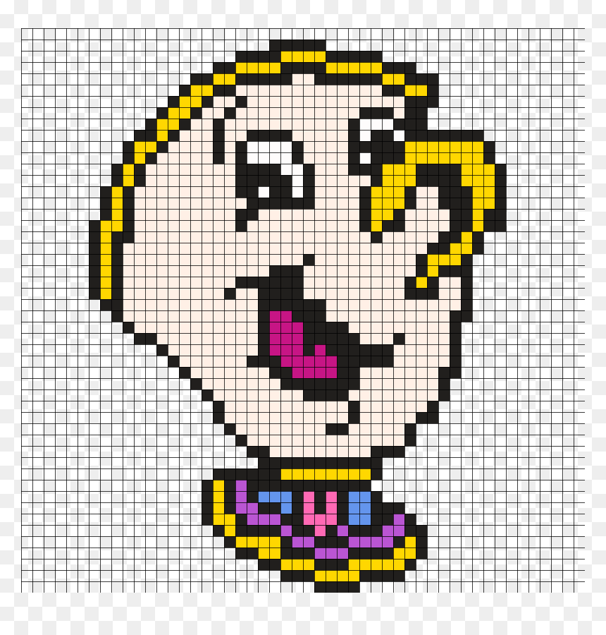 Chip From Beauty And The Beast Perler Bead Pattern - Beauty And The Beast Perler Beads, HD Png Download - beauty and the beast characters png