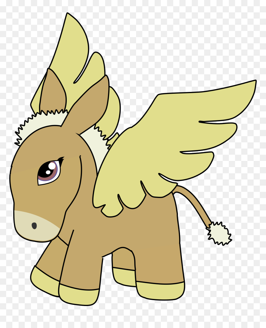 Brown And Gold Donkey Pegasus Clip Arts - Flying Donkey Clipart, HD Png Download - pegasus png