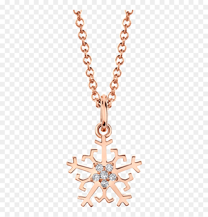 18k Pink Gold Snowflake Diamond Pendant - Necklace, HD Png Download - gold snowflake png