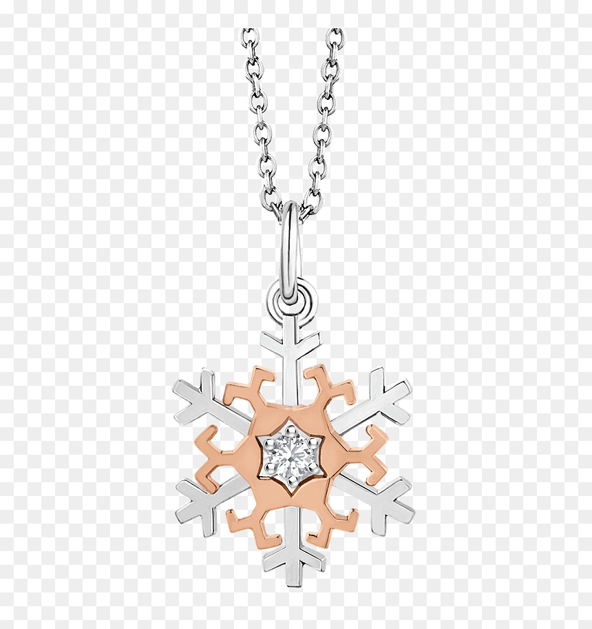 18k Two-tone Gold Snowflake Diamond Pendant - Locket, HD Png Download - gold snowflake png