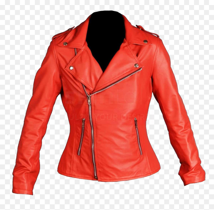 Red Leather Jacket Png High-quality Image - Women's Red Leather Jacket, Transparent Png - leather jacket png