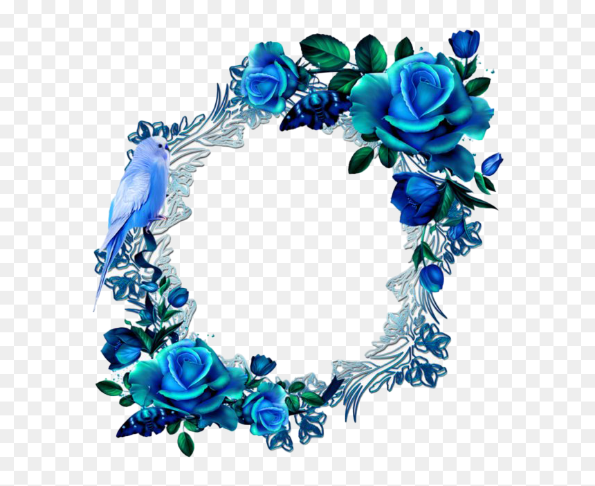 Floral Blue Frame Png - Blue Floral Frame Png, Transparent Png - blue frame png