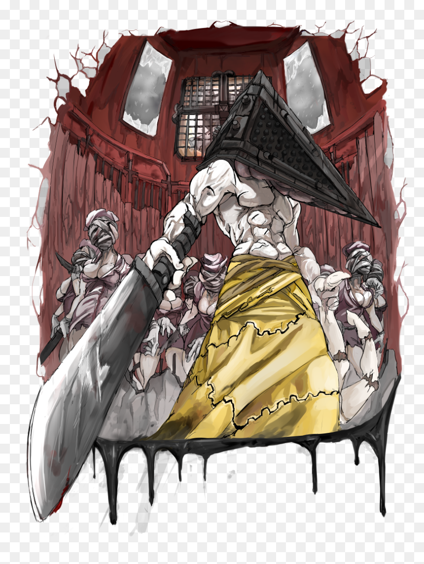 Pyramid Head & His Legion Of Bubble Head Nurses - Illustration, HD Png Download - pyramid head png