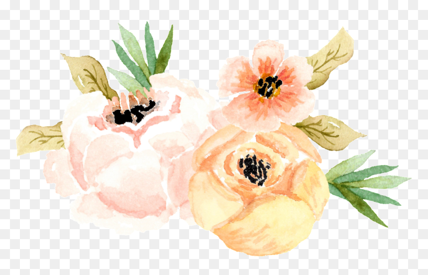 Elegant Watercolor Flower Cartoon Transparent - Watercolor Painting, HD Png Download - flower cartoon png