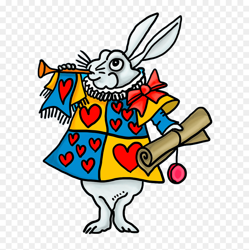 Cartoon Rabbit Clipart - White Rabbit, HD Png Download - mad hatter hat png