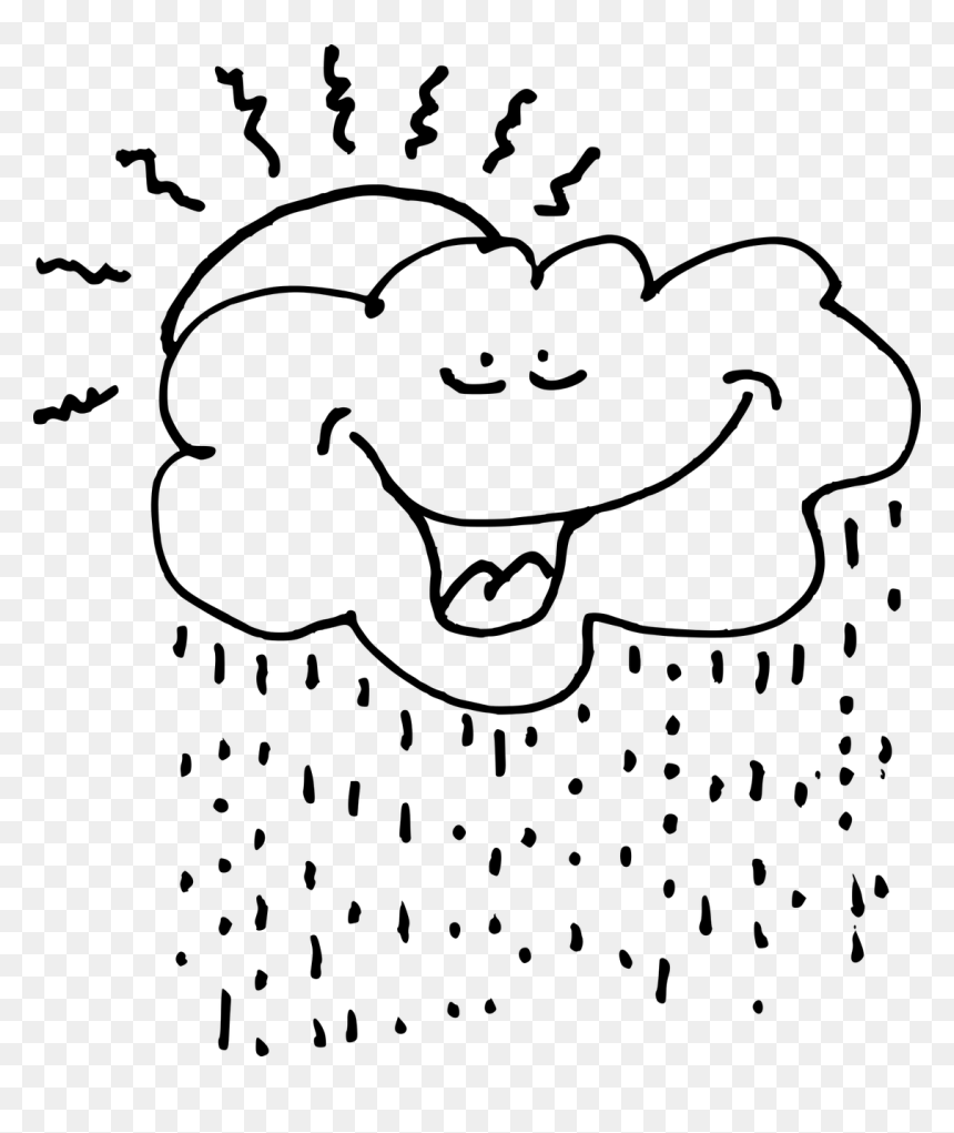 Rain Cloud Black And White Drawing Computer Icons - Clipart Picture Of Rainy Black And White Png, Transparent Png - cloud drawing png
