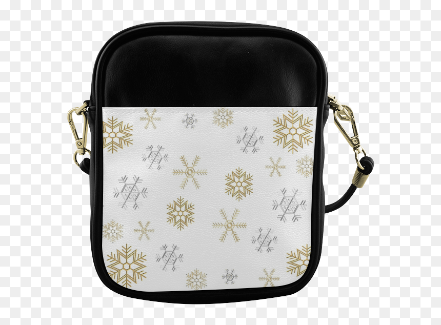 Silver And Gold Snowflakes On A White Background - Handbag, HD Png Download - gold snowflake png