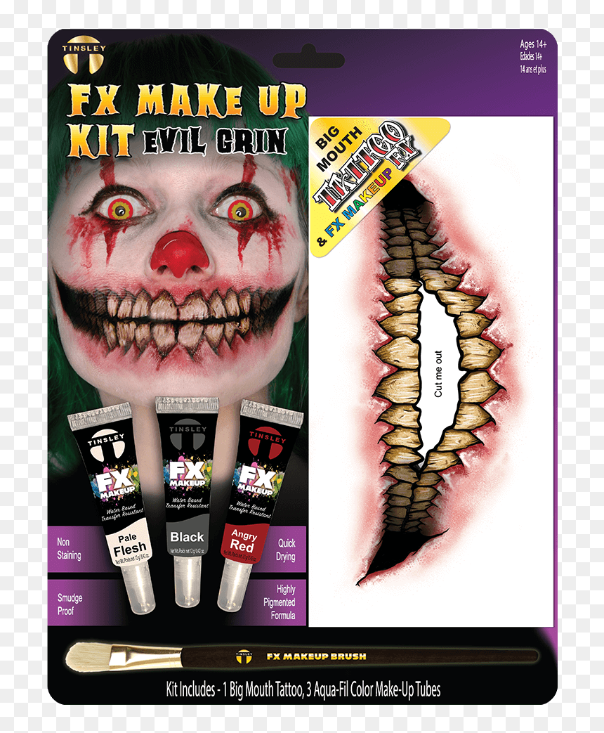 Zombie Makeup Kit, HD Png Download - evil mouth png