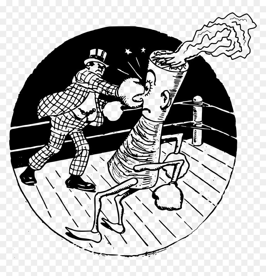 Man Fights Cigarette Clip Arts - Cigarette Fight, HD Png Download - lit cigarette png