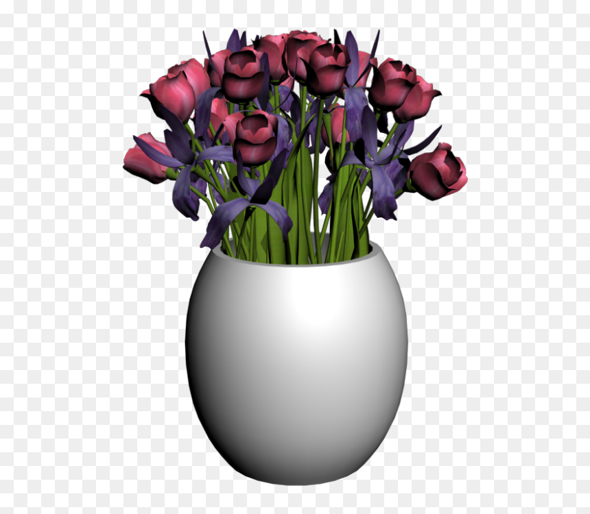 Purple Vase Tulips Transparent, HD Png Download - flower vase png