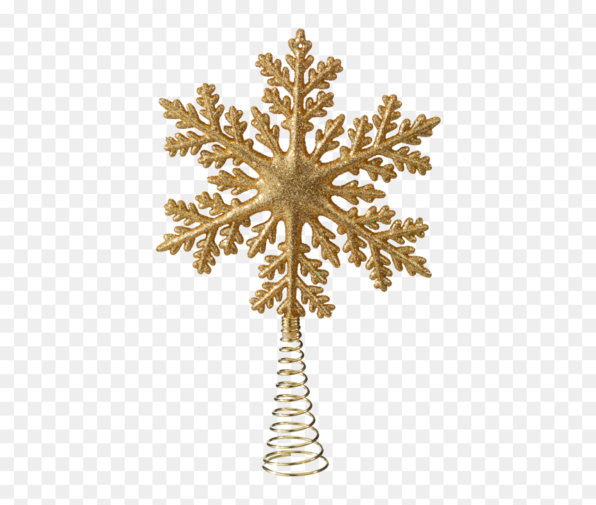 Tree Topper, Snowflake With Glitter, Gold - Christmas Tree Topper Transparent, HD Png Download - gold snowflake png