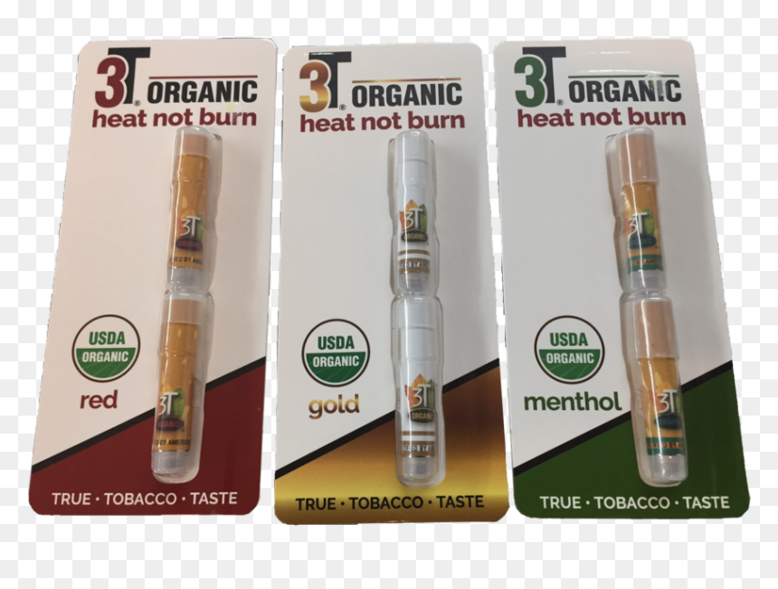Etron 3t Organic Red, Gold And Menthol Bubble Packs - Organic Certification, HD Png Download - lit cigarette png