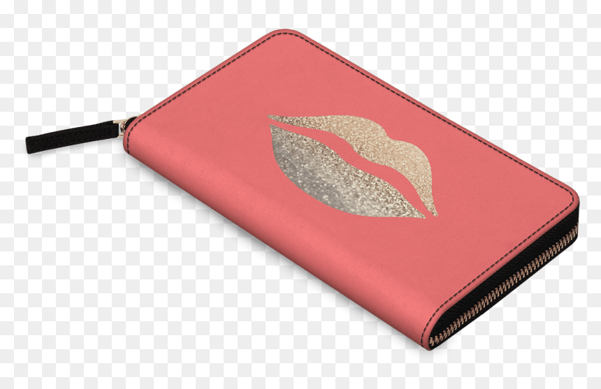 Dailyobjects Gatsby Gold Lips Coral Women"s Classic - Wallet, HD Png Download - gold lips png