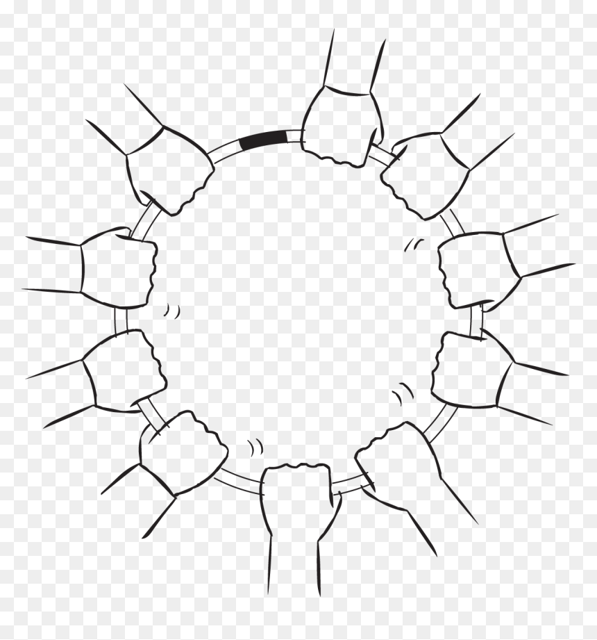 Overhead View Of Group Of Hands Holding Onto A Hula, HD Png Download - hula hoop png