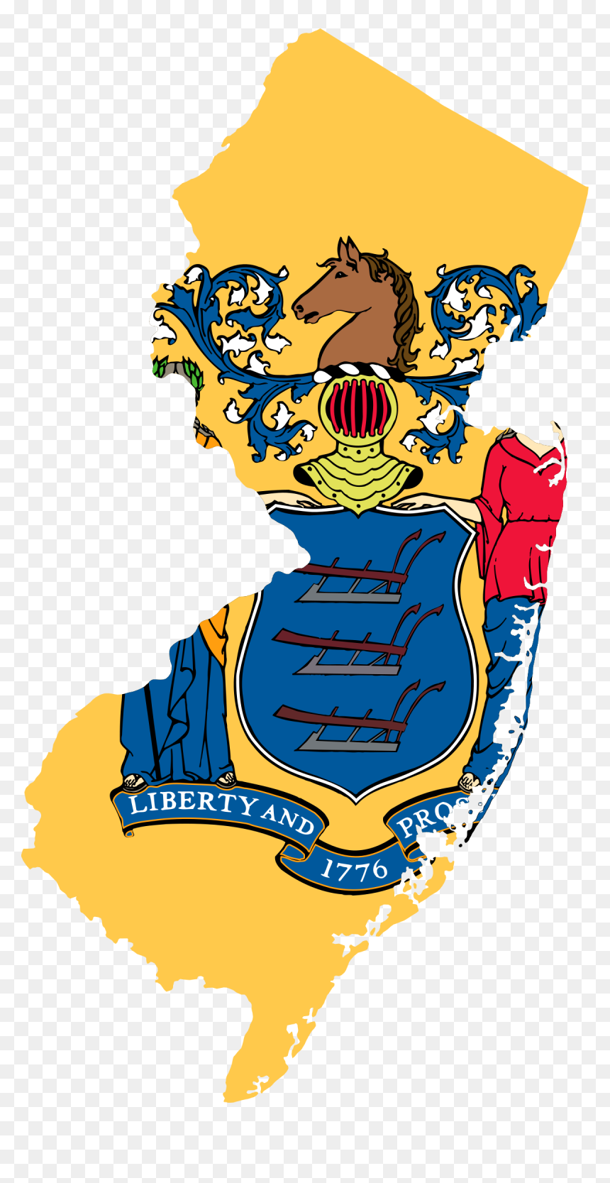 New Jersey State Map Flag, HD Png Download - new jersey png
