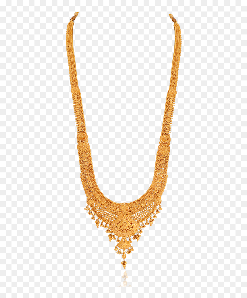 Chandbali Pendant Haram Necklace - Necklace, HD Png Download - gold necklace png