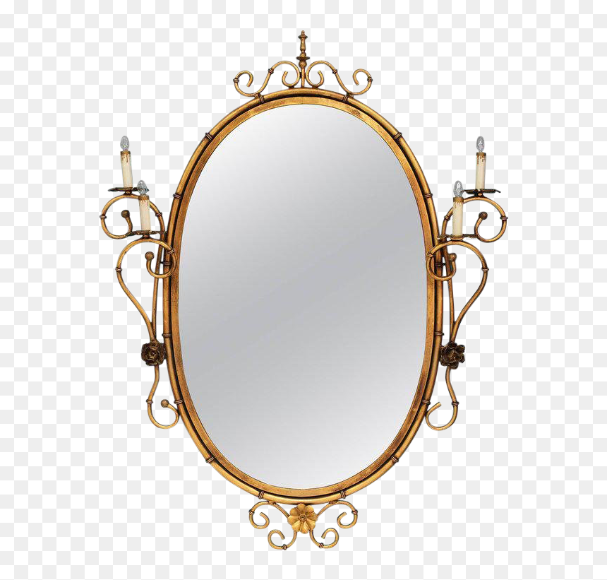 M#century Italian Oval Illuminated Mirror In Faux Bamboo - Museum Campus, HD Png Download - bamboo frame png
