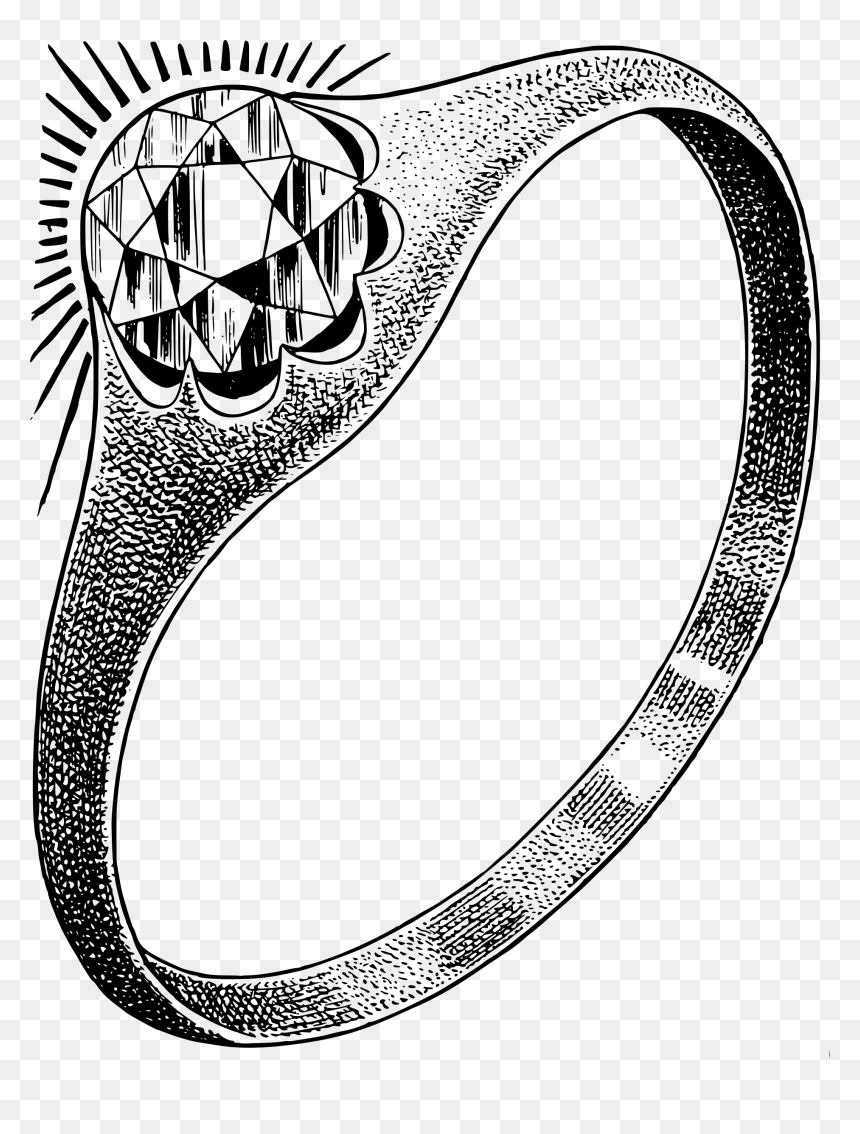 Clip Black And White Download Diamond Big Image Png - Clipart Ring Black And White, Transparent Png - ring clipart png