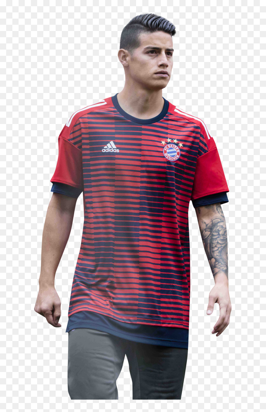 James Rodrigues, James 10, Hector Bellerin, Julian - Camisa De Futebol Preta E Vermelha, HD Png Download - mickie james png