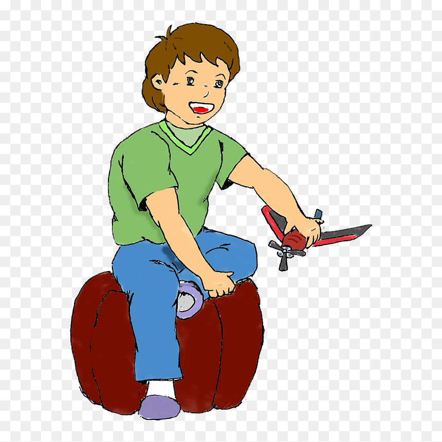 Boy Playing With A Plane Clipart - Anak Memegang Pesawat Mainan, HD Png Download - plane clipart png