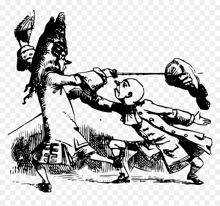 Fencing Persons And A Wig - Drawing, HD Png Download - poof png