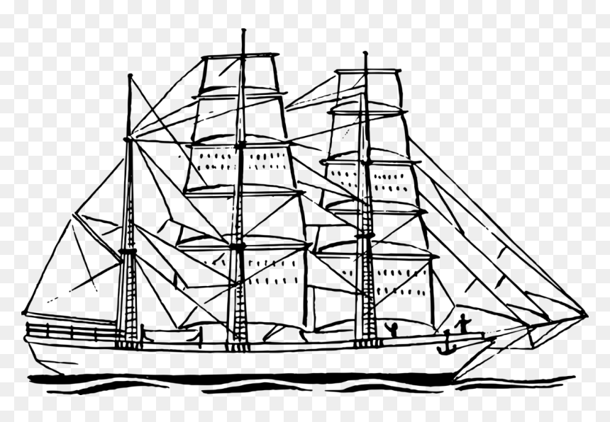 Caravel,baltimore Clipper,victory Ship - Ship Clipart Png Black And White, Transparent Png - boat clipart png
