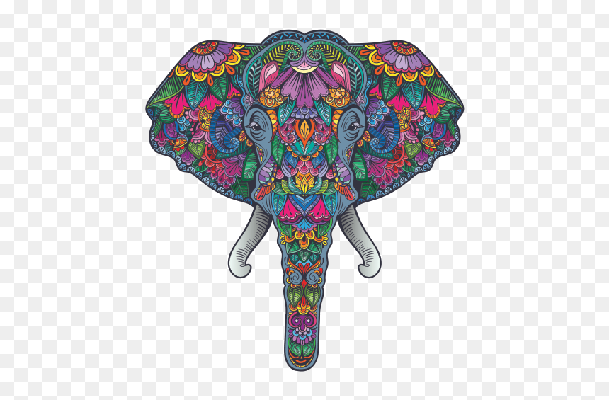 Colorful Pattern Elephant Head Feng Shui Good Luck - Good Luck Elephant Head, HD Png Download - elephant head png