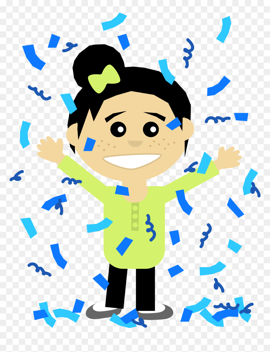Confetti Girl Vector Image - Celebrating Girl Clipart, HD Png Download - confetti vector png