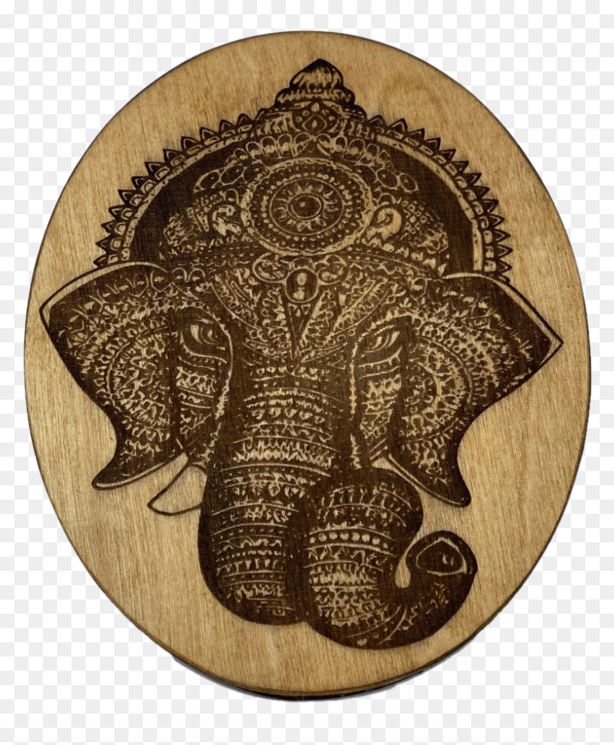 Laser Burned Mandala Elephant Head - Ganesh Doodle Art, HD Png Download - elephant head png