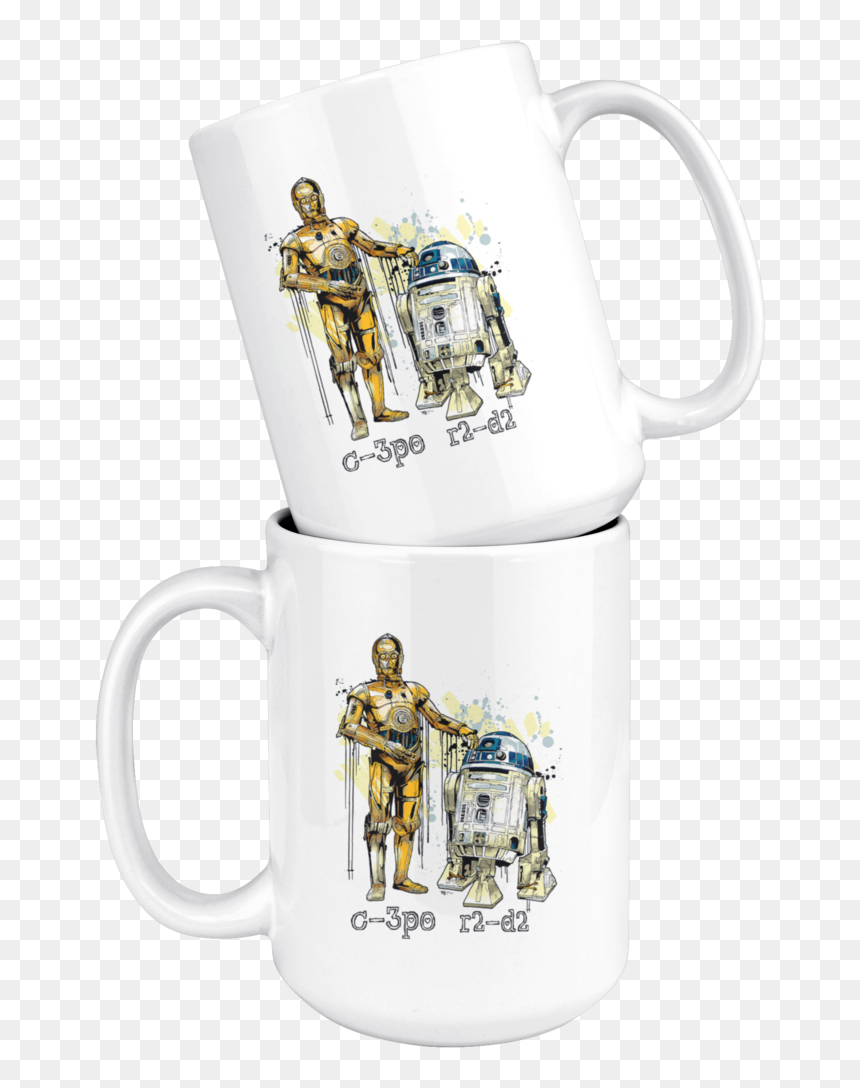 C3po And R2d2 Watercolor Mug Star Wars - Coffee Cup, HD Png Download - c3po png