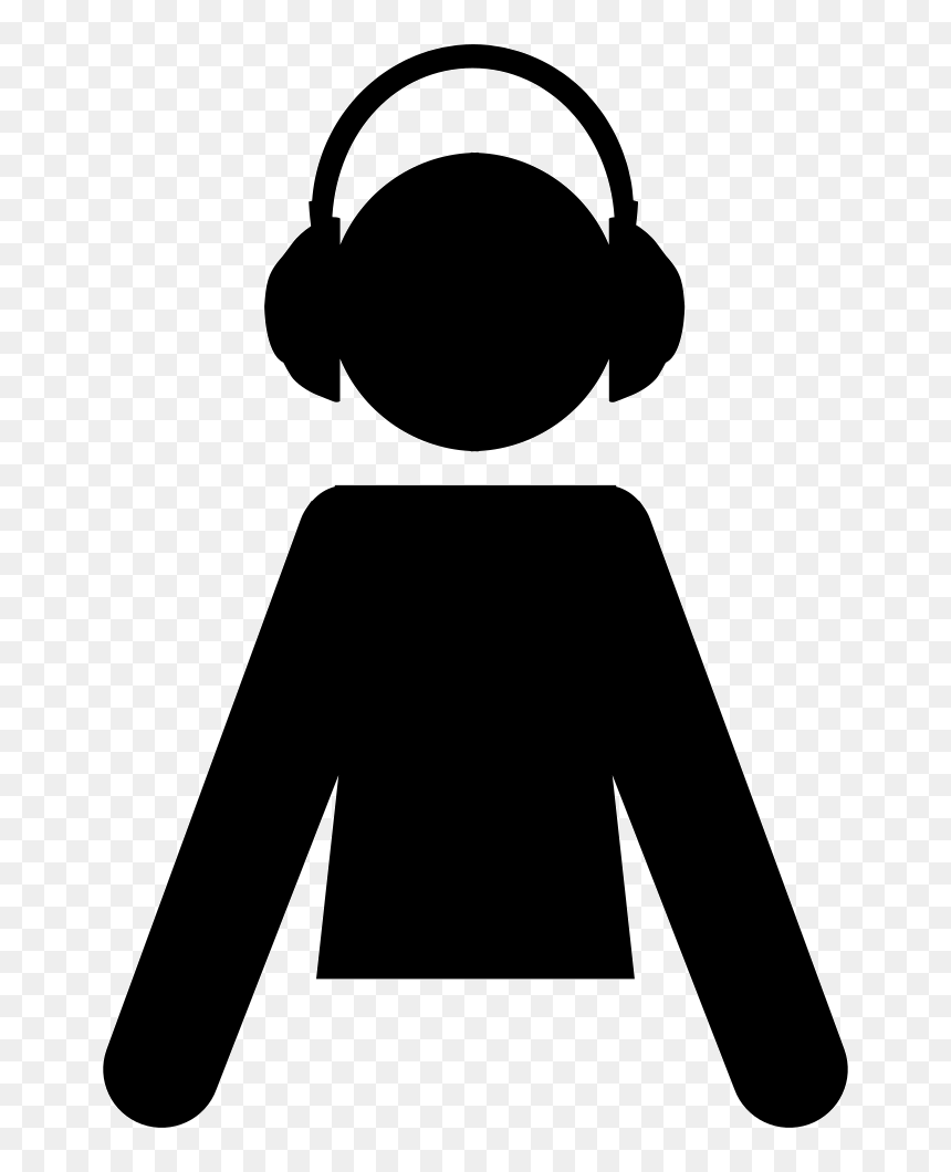 Male Cartoon Silhouette With Headphones - Earphones Clipart Png Silhouette, Transparent Png - cartoon headphones png