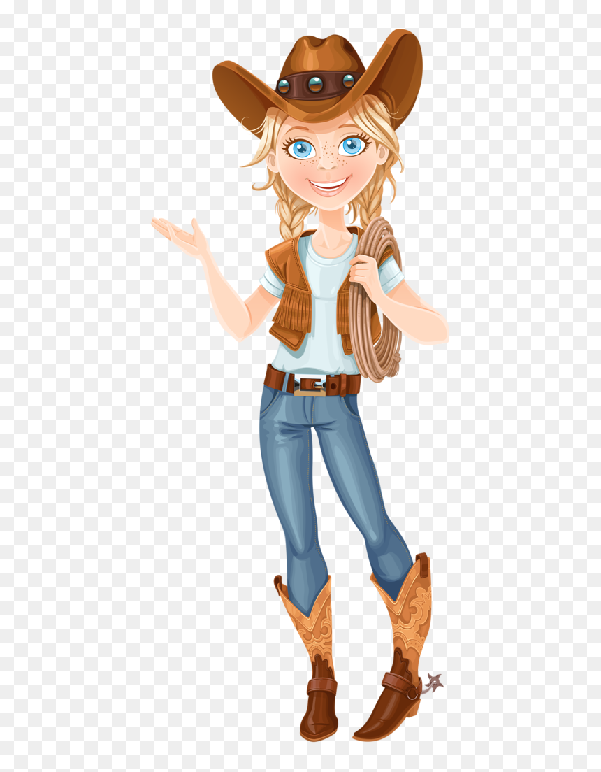 Cowboy E Cowgirl Pictogramme, Coloriage, Personnage, - Cowgirl Cartoon, HD Png Download - cowgirl png