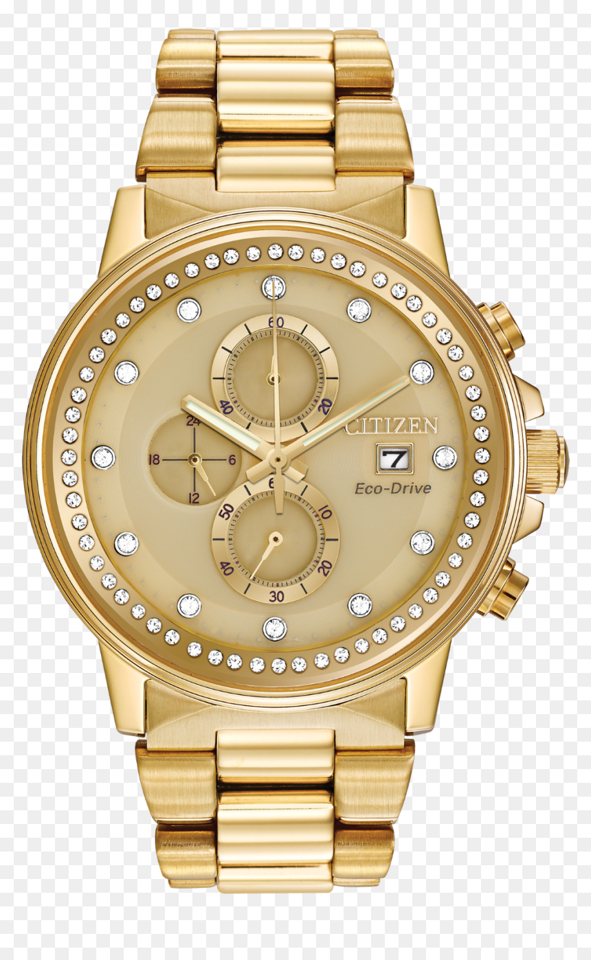 Citizen Gold Watch With Diamonds , Png Download - Citizen Watch With Bracelet, Transparent Png - gold watch png