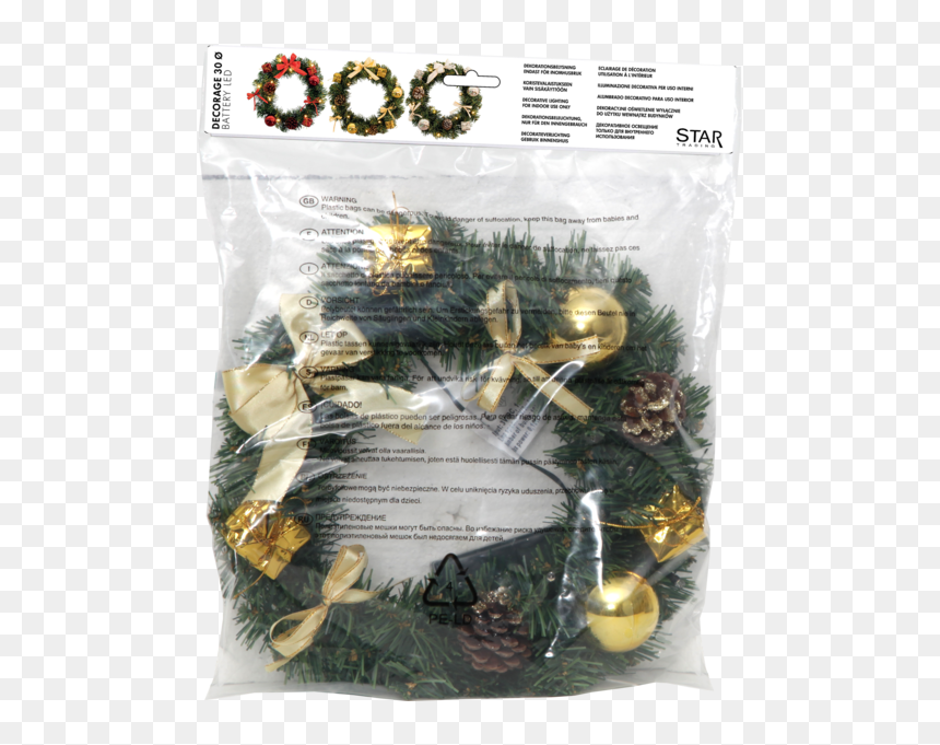 Wreath Decorage - Christmas Ornament, HD Png Download - gold wreath png