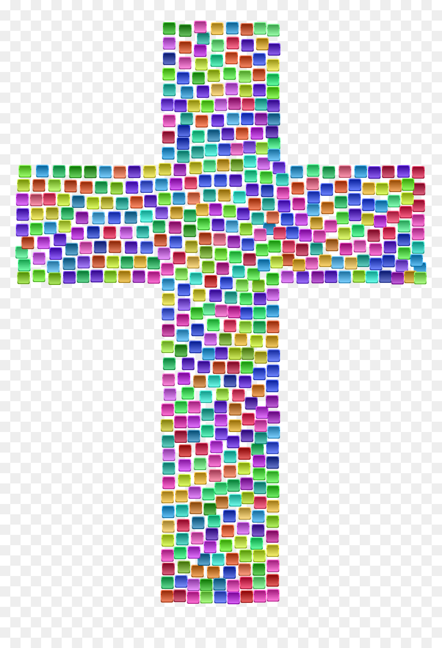 Prismatic Tiles Cross Clip Arts - Colored Cross Art Clips, HD Png Download - cross icon png