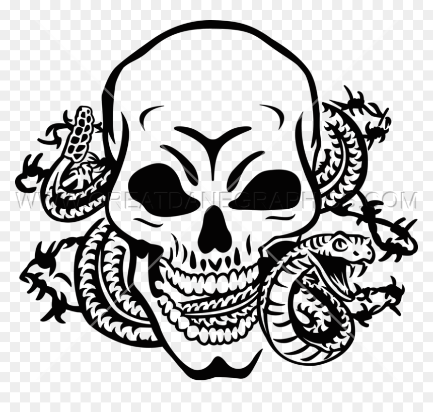 Skull Snake Drawing At Getdrawings - Skull With Snakes Transparent, HD Png Download - black snake png