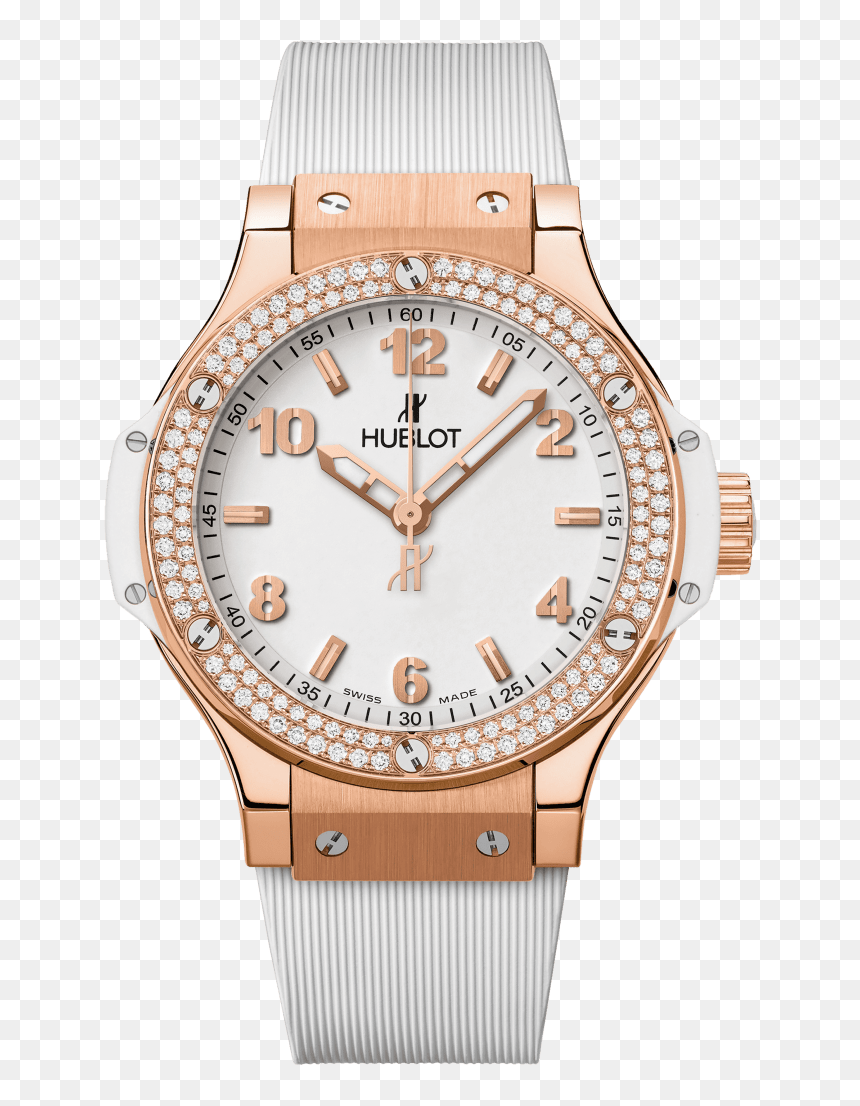 Big Bang Gold White Diamonds 38 Mm, Front View - Hublot, HD Png Download - gold watch png