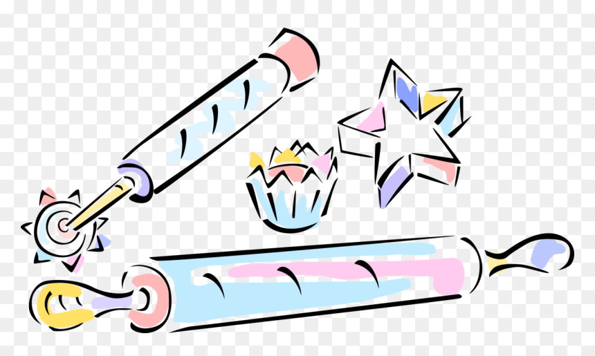 Vector Illustration Of Bakery Rolling Pin With Pastry - Rolling Pin Bakery Vector, HD Png Download - rolling pin png