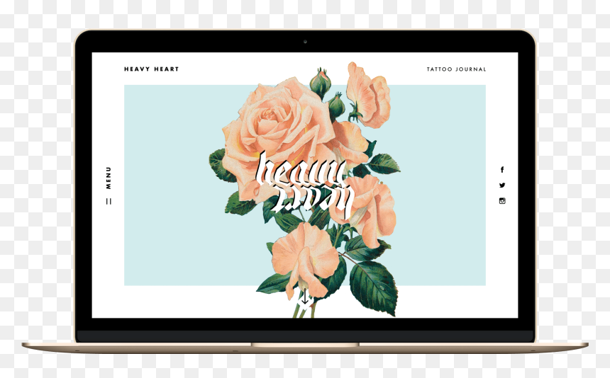 Heavy Heart Tattoo Journal - Garden Roses, HD Png Download - heart tattoo png