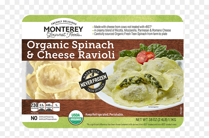 Organic Spinach Cheese Ravioli - Monterey Organic Spinach And Cheese Ravioli, HD Png Download - ravioli png
